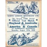 SPEEDWAY - 1938 ENGLAND & AUSTRALIA V AMERICA & CANADA AT HARRINGAY