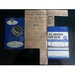 WEST BROMWICH ALBION - JEFF ASTLE HOME & AWAY DEBUT PROGRAMMES PLUS EXTRA'S