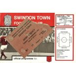 1968/69 LEAGUE CUP Q/F SWINDON ( WINNERS ) V DERBY TICKET & PROGRAMME