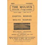 1945-46 WOLVERHAMPTON WANDERERS RESERVES V EVERTON RESERVES