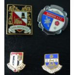 VINTAGE FOOTBALL BADGES X 4 GRIMSBY TOWN, BARROW, HARTLEPOOL & DARLINGTON