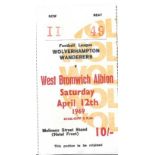 1968-69 WOLVERHAMPTON WANDERERS V WEST BROMWICH ALBION TICKET