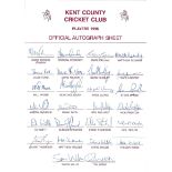 CRICKET - 1996 SEASON KENT AUTOGRAPH SHEET