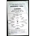 SHREWSBURY TOWN V ALDERSHOT FA CUP 1960/61 2ND REPLAY AT ASTON VILLA