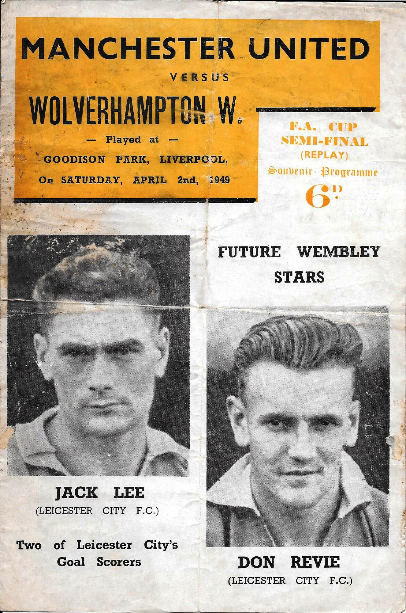 1949 FA CUP S/F MANCHESTER UNITED V WOLVERHAMPTON WANDERERS PIRATE PROGRAMME