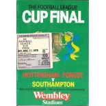 1979 LEAGUE CUP FINAL NOTTINGHAM FOREST V SOUTHAMPTON PROGRAMME & TICKET