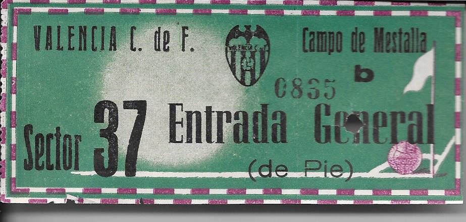 1962 VALENCIA V CELTIC FAIRS CUP 1ST ROUND TICKET