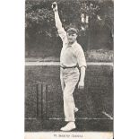 CRICKET - LANCASHIRE'S W. BREARLEY ORIGINAL POSTCARD ( FRANKED 1907 )