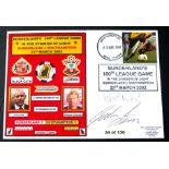 SUNDERLAND V SOUTHAMPTON 100TH LGE GAME AT STADIUM OF LIGHT AUTOGRAPHED POSTAL COVER