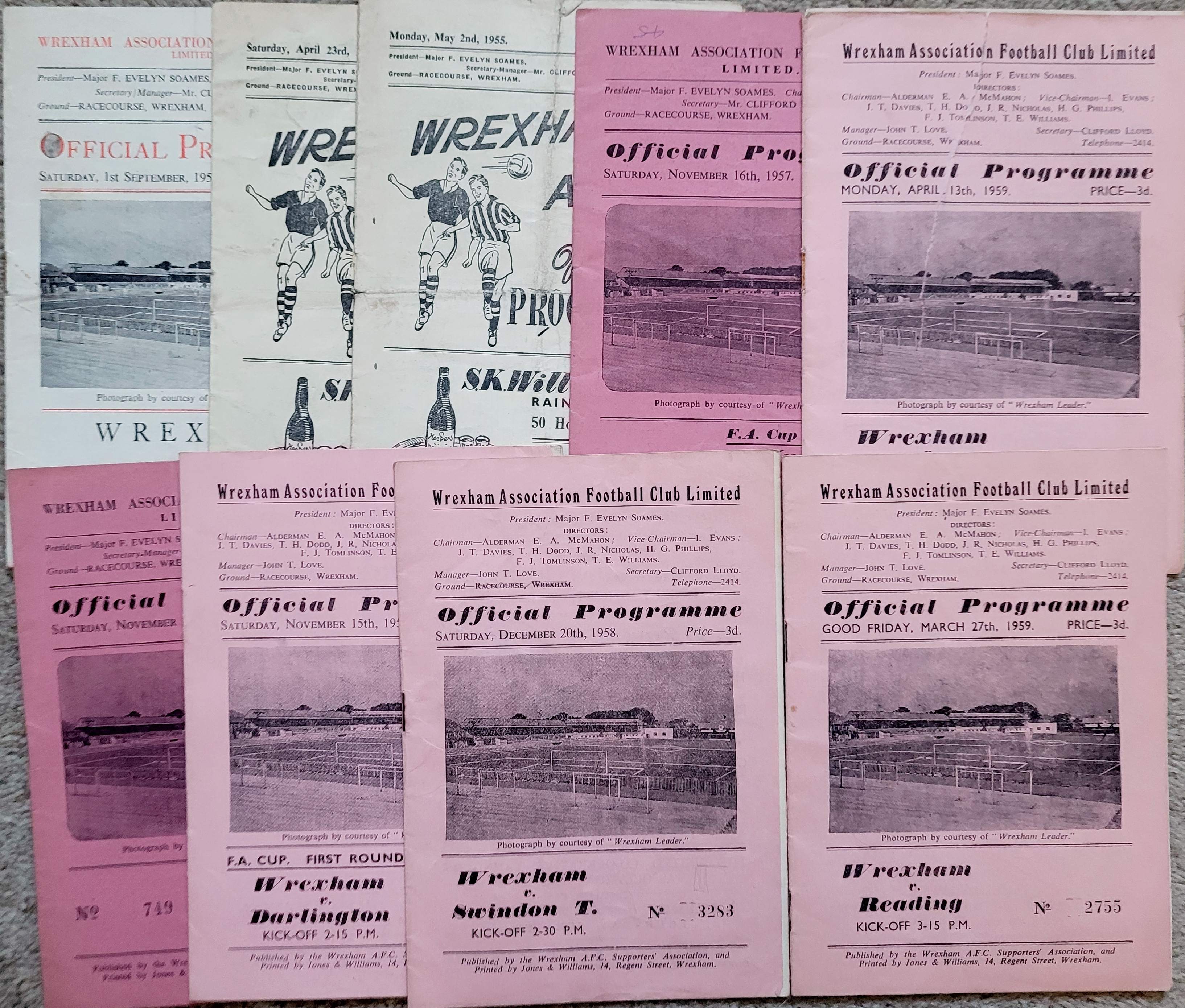 1950'S WREXHAM HOME PROGRAMMES X 9