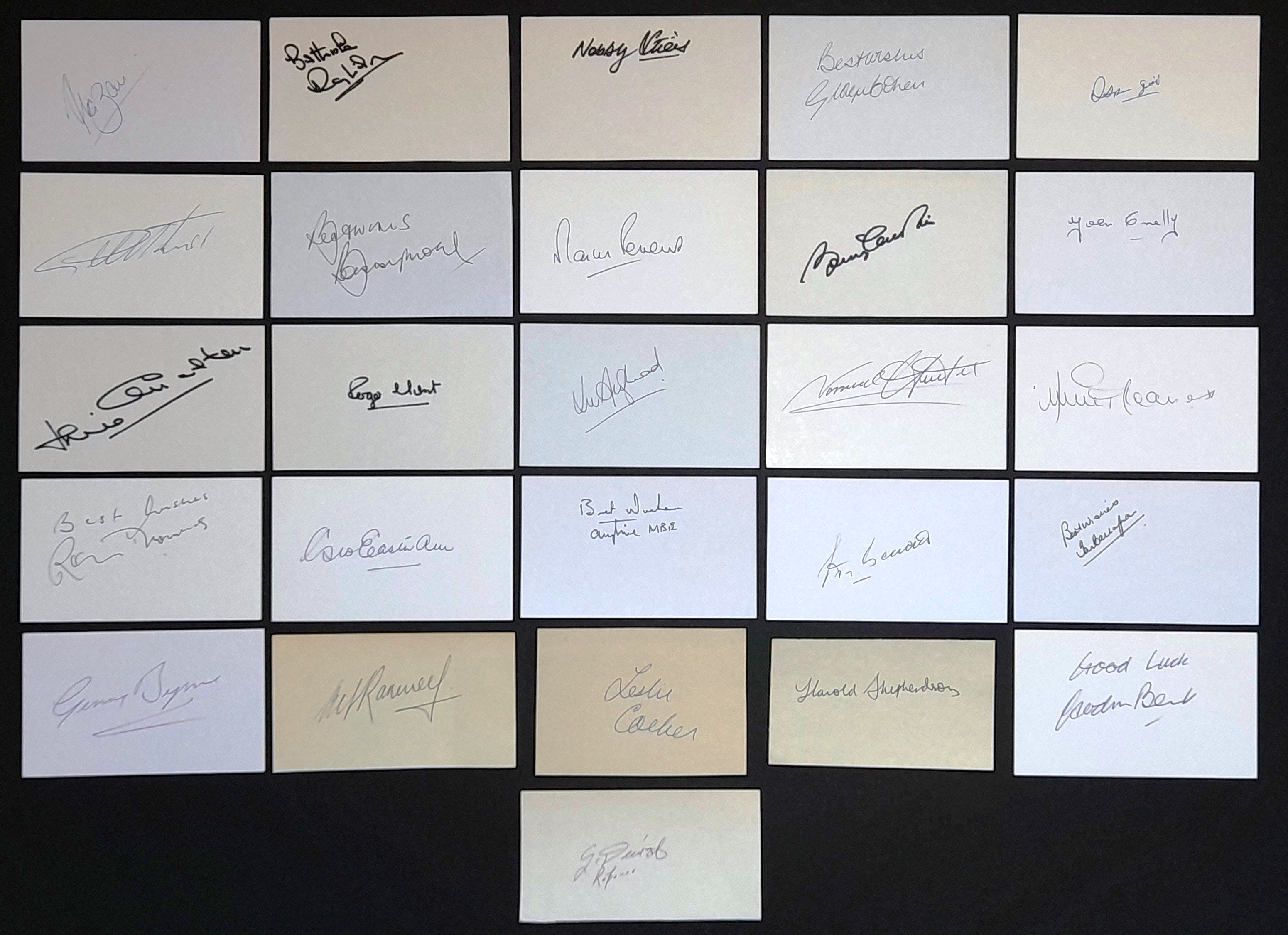 1966 WORLD CUP FULL ENGLAND SQUAD OF 22 AUTOGRAPHS PLUS MANAGER, COACHING STAFF & FINAL REFEREE