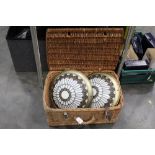 Hamper basket with 2 Tiffany style ceiling light fittings