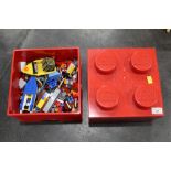Box of LEGO pieces