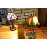 Two Tiffany style decorative table lamps with shades