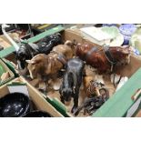 Box of horse ornaments etc