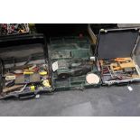 Cased Bosch PEX 400 AE sander and two cases of hand tools