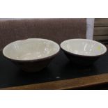 Two vintage glazed kitchen mixing bowls