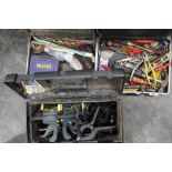 Toolbox and two cases of hand tools