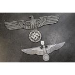 Two replica Second World War German eagle emblems,