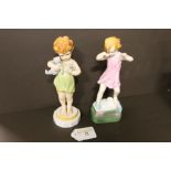 2 Royal Worcester "Wednesdays Child Knows Little Woe" figural ornaments