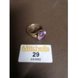 9 ct gold purple stone ring,