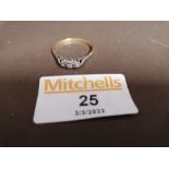 18 ct gold three stone ring,