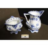 Royal Copenhagen blue and white jug and a vase of matching design