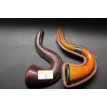 19th century silver mounted Meerschaum pipe with amber mouthpiece (AF)