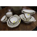 Royal Doulton Harlow pattern part dinnerware, soup bowls,
