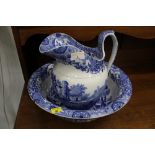 Spode Italian pattern wash basin and jug