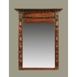 A 19th century mahogany framed pier glass, with applied half round mouldings and applied spheres.