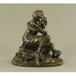 After Pierre Alexandre Schoenewerk (1820-1885), a 19th century French bronze study "Reflections",