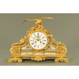 A 19th century French bronze mantle clock, the movement by Rollin Paris,