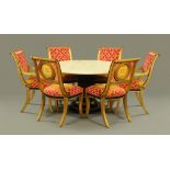 A modern Spanish dining room suite, comprising 6 chairs and painted table,