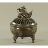 A Chinese bronze incense burner,