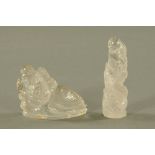 Two Chinese rock crystal carvings, elephant and dragon. Tallest 9.5 cm.