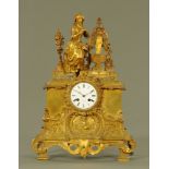 A 19th century French bronze mantle clock,