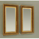 A pair of late Victorian rectangular bevelled glass mirrors,