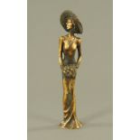 A 20th century cast bronze figure of a standing female,