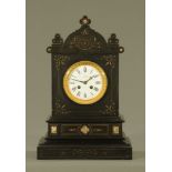 A late Victorian black slate and marble mantle clock, by Bennett Cheapside, London,