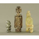 Three Chinese carved figures. Tallest 14.5 cm.