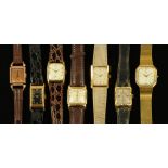 A collection of seven vintage wristwatches, principally Art Deco, three Elgin, Hamilton, Hawthorne,