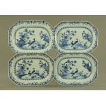 A set of four 18th century Chinese export ware rectangular dishes, circa 1760,