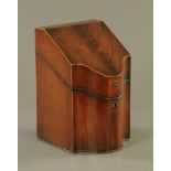A George III mahogany serpentine fronted knife box, with original fitted interior.