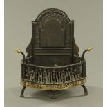 A 19th century fire basket, with tall back and pierced serpentine front.