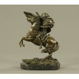 A reproduction cast bronze study, Napoleon on rearing horse,