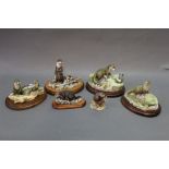 Border Fine Arts six figures of otters to include Model No. RW2, M22 etc.