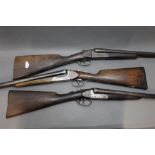 Three 12 bore side by side shotguns, P J McGee of Newport, side by side with 27 3/4" barrels,