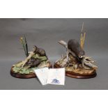 Border Fine Arts two limited edition figures of otters Early Morning 117/1750 and Point of Interest