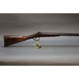 J Wilson a percussion double barrelled shotgun, with 30" barrels, 14" lop straight handed stock.